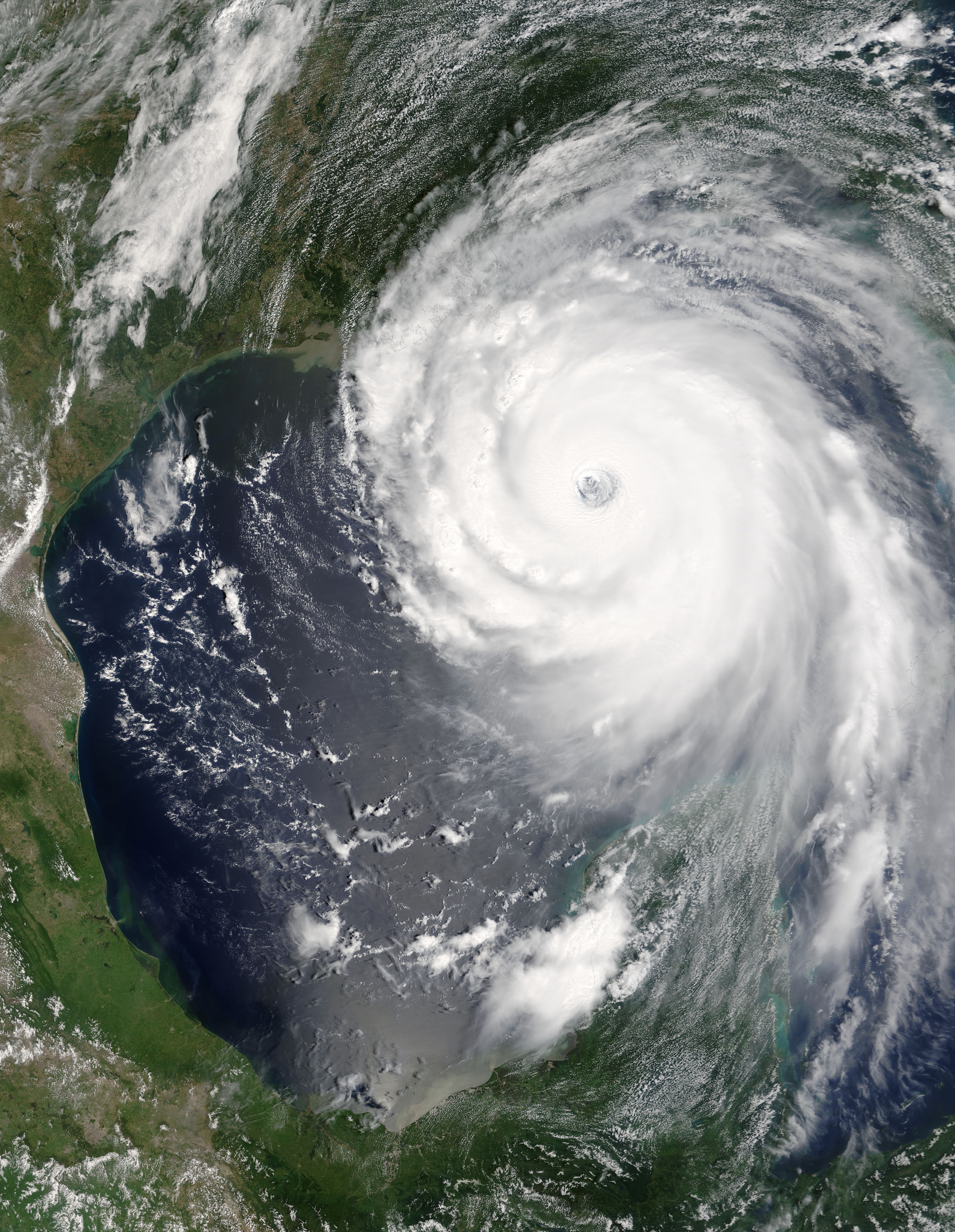 GOES-12 visible satellite image of Hurricane Katrina on 28 August 2005