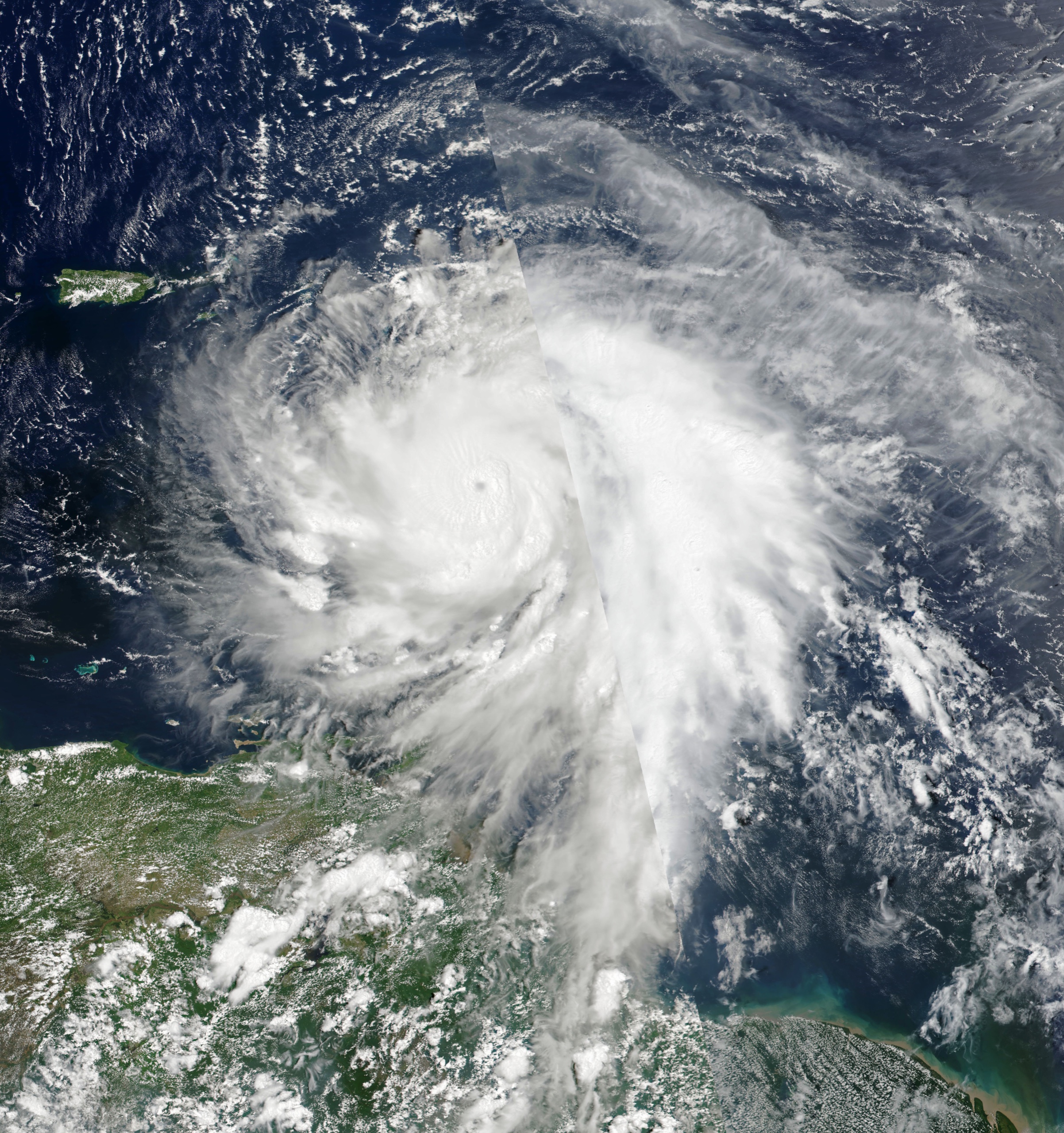 Suomi NPP VIIRS satellite image of Hurricane Maria as a Category 4 on 18 September 2017